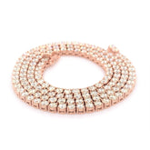 3PT- 5.10 CT. - 11.00 CT. Tennis Necklace 14K Rose Gold (4 Prong) - White Carat - USA